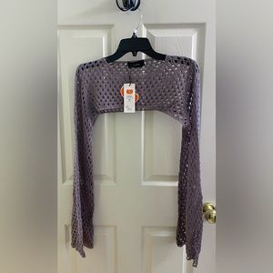 NWT Cider Lavender crocheted shoulder shrug /bolero top - size M (US 6)